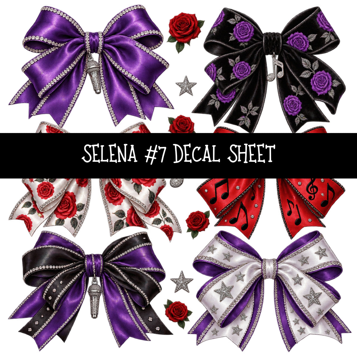Selena UV DTF Decal sheets 7 Designs available