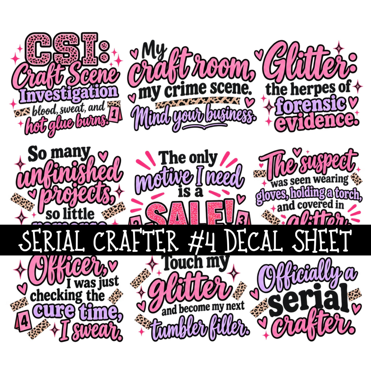 Serial Crafter UV DTF Decal sheets 6 Designs available