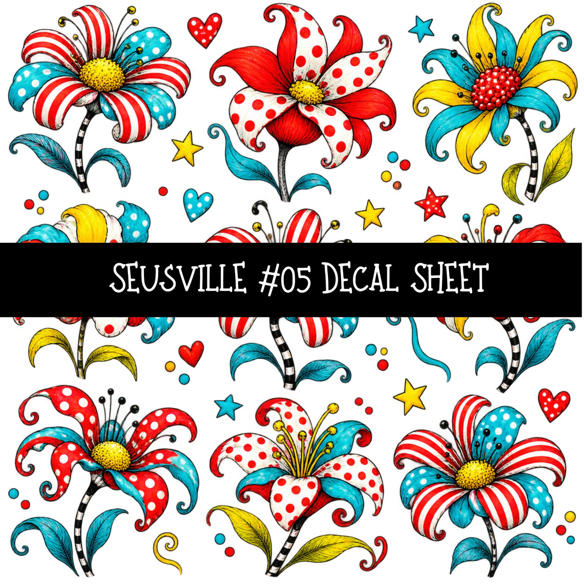 Seusville UV DTF Decal sheets 11 Designs available