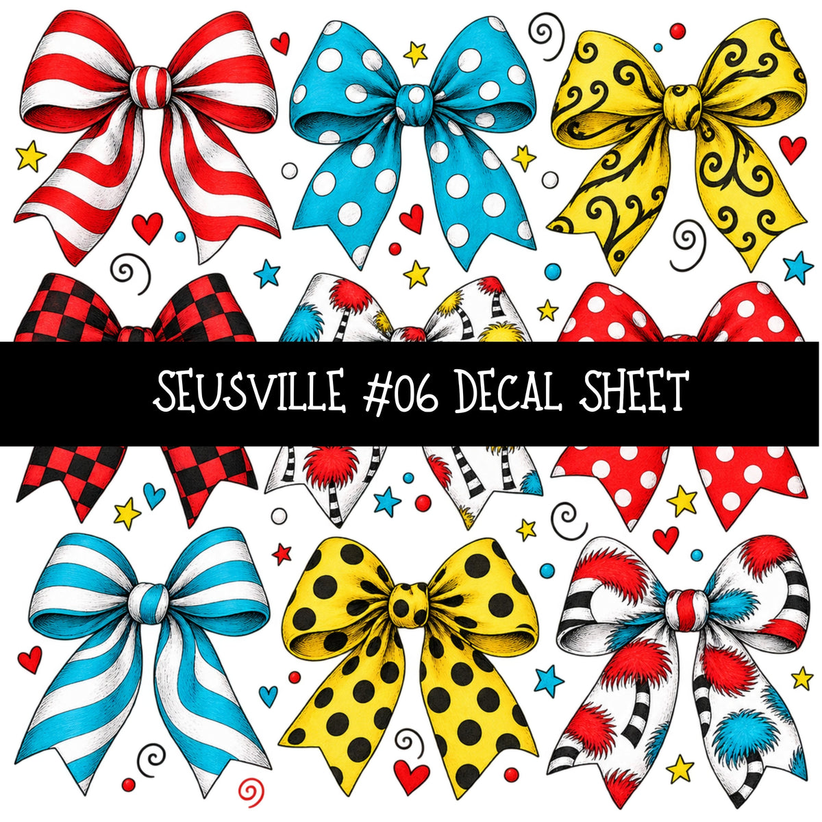 Seusville UV DTF Decal sheets 11 Designs available