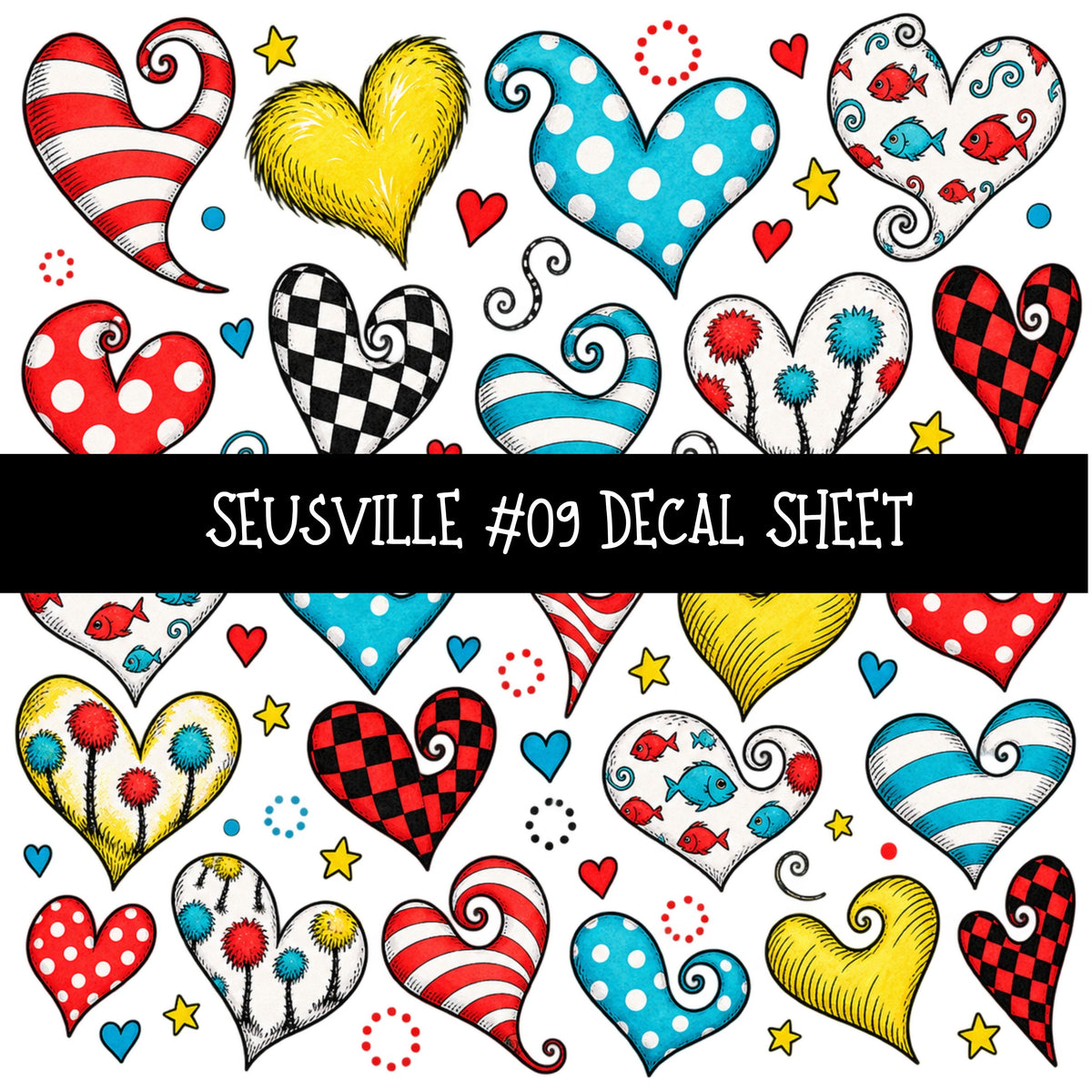 Seusville UV DTF Decal sheets 11 Designs available