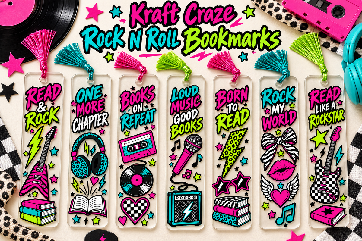 Rockbands Bookmark UV DTF Decal sheet- set of 7 Designs