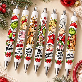 Grinch Pen wraps UV DTF Decal sheet- set of 7 Designs