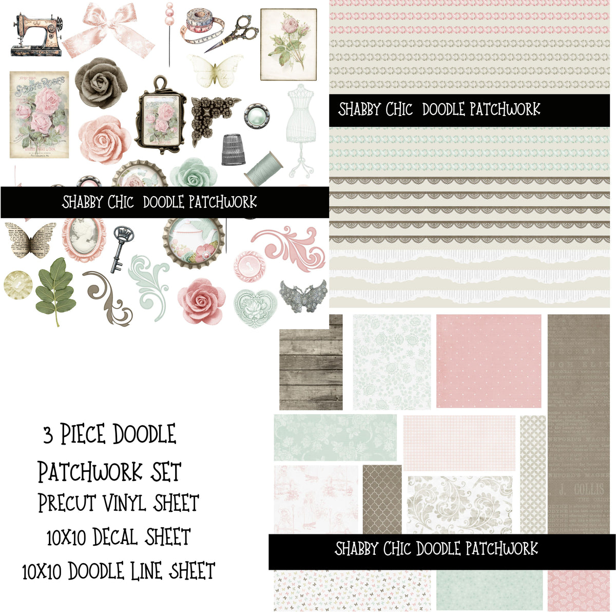 Shabby Chic Doodle Patchwork Set