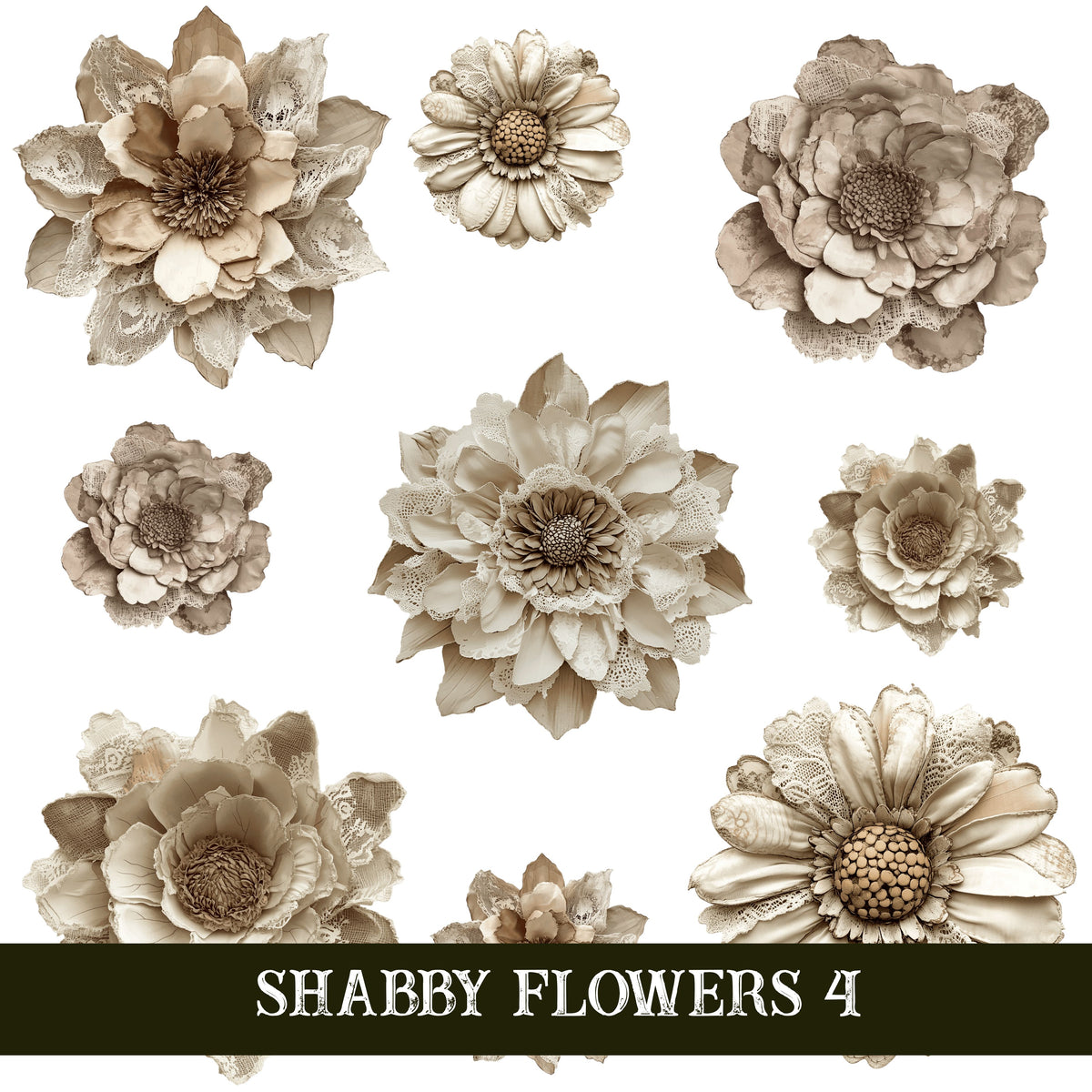 Shabby Flowers UV DTF Decal Sheets 5 sheet design options