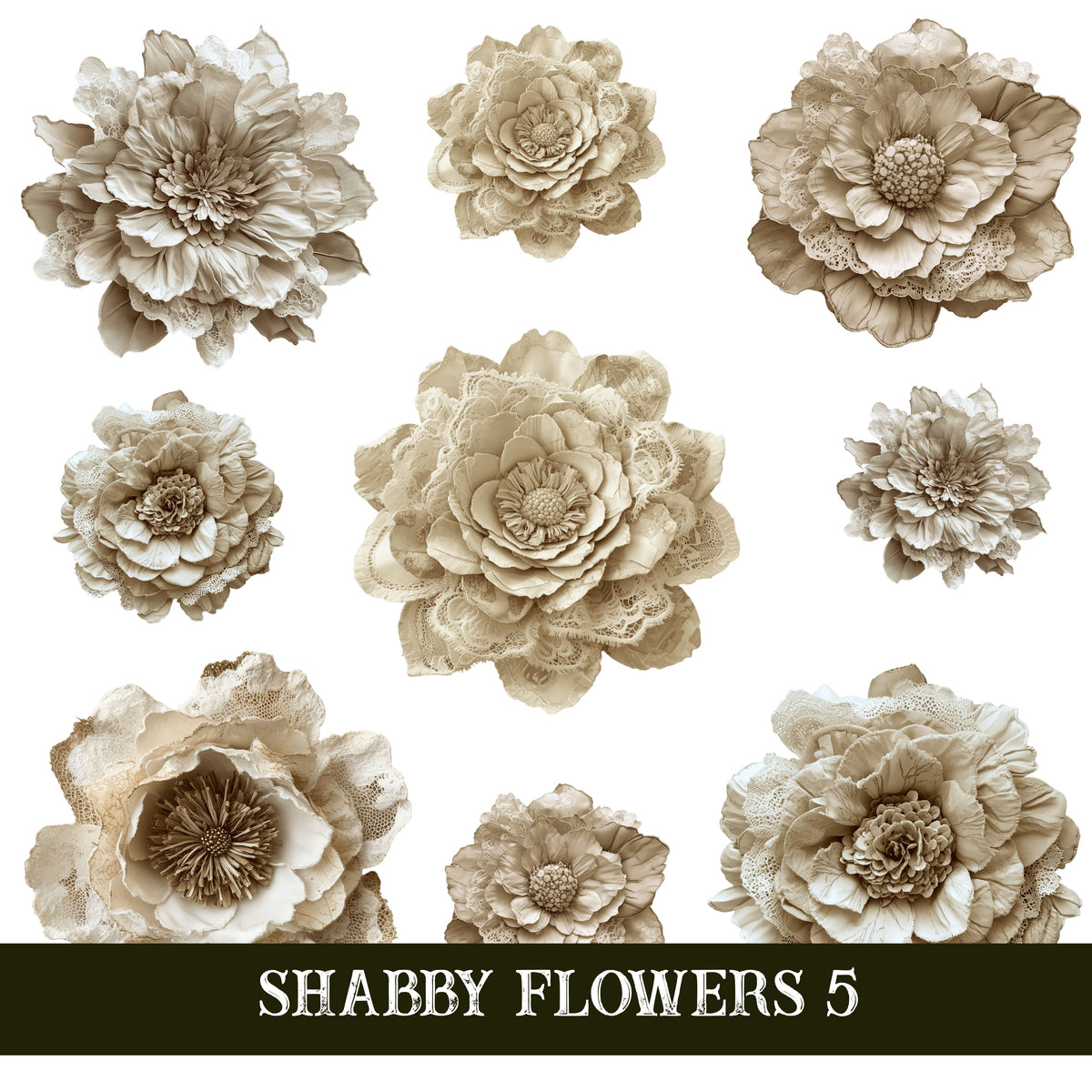 Shabby Flowers UV DTF Decal Sheets 5 sheet design options