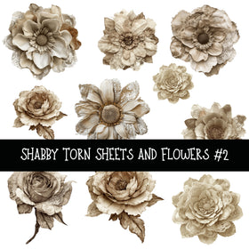 Shabby Torn Sheets and Flowers UV DTF Decal sheets 2 design options