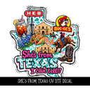 She's from Texas UV DTF Decal