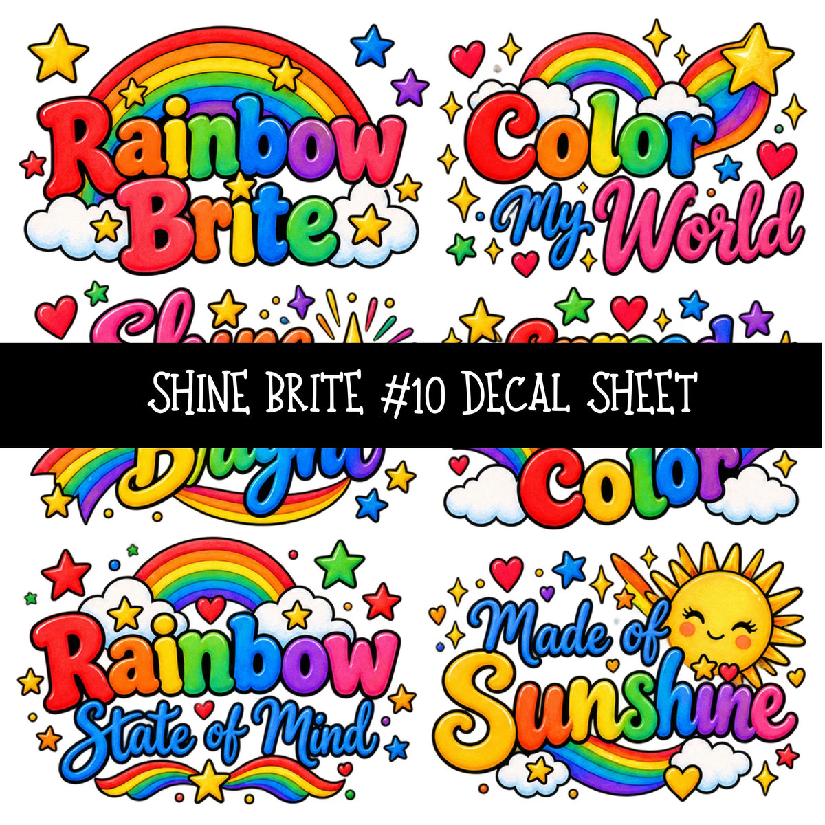 Shine Brite UV DTF Decal sheets 11 Designs available