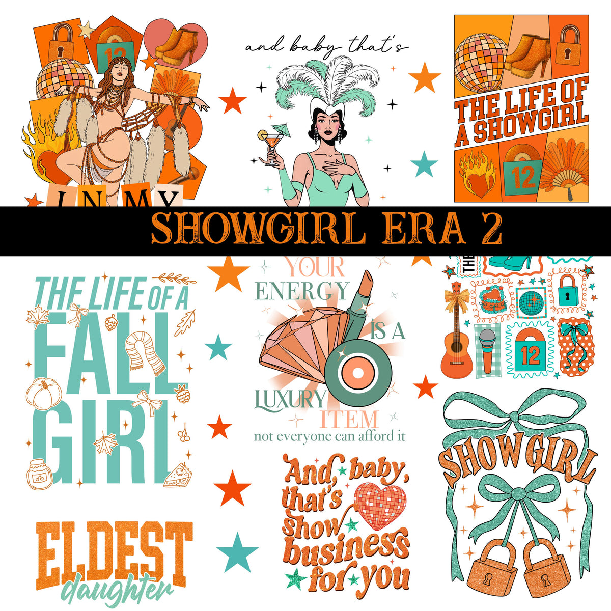 Showgirls Collection UV DTF Decal Sheets 12 Design sheets