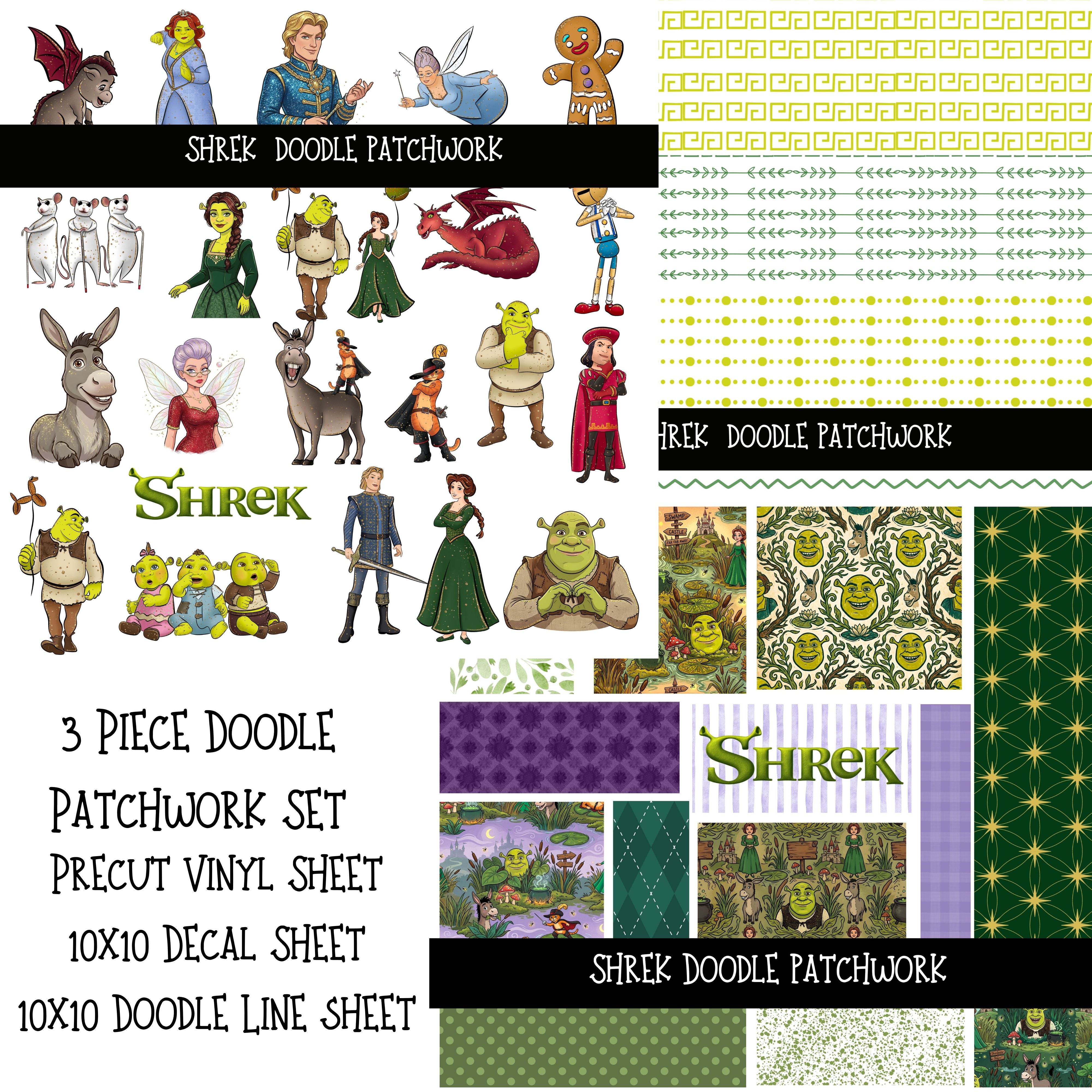 Graphghan Shrek Pattern Shrek Doodle Patchwork Set – Kraft Craze