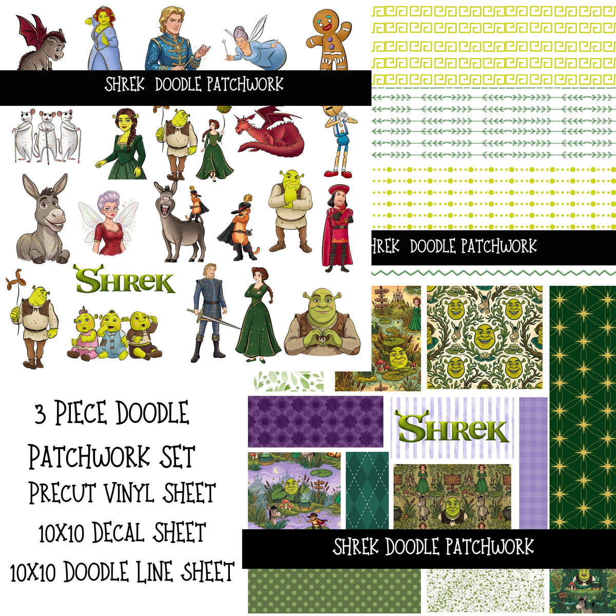 Shrek Doodle Patchwork Set
