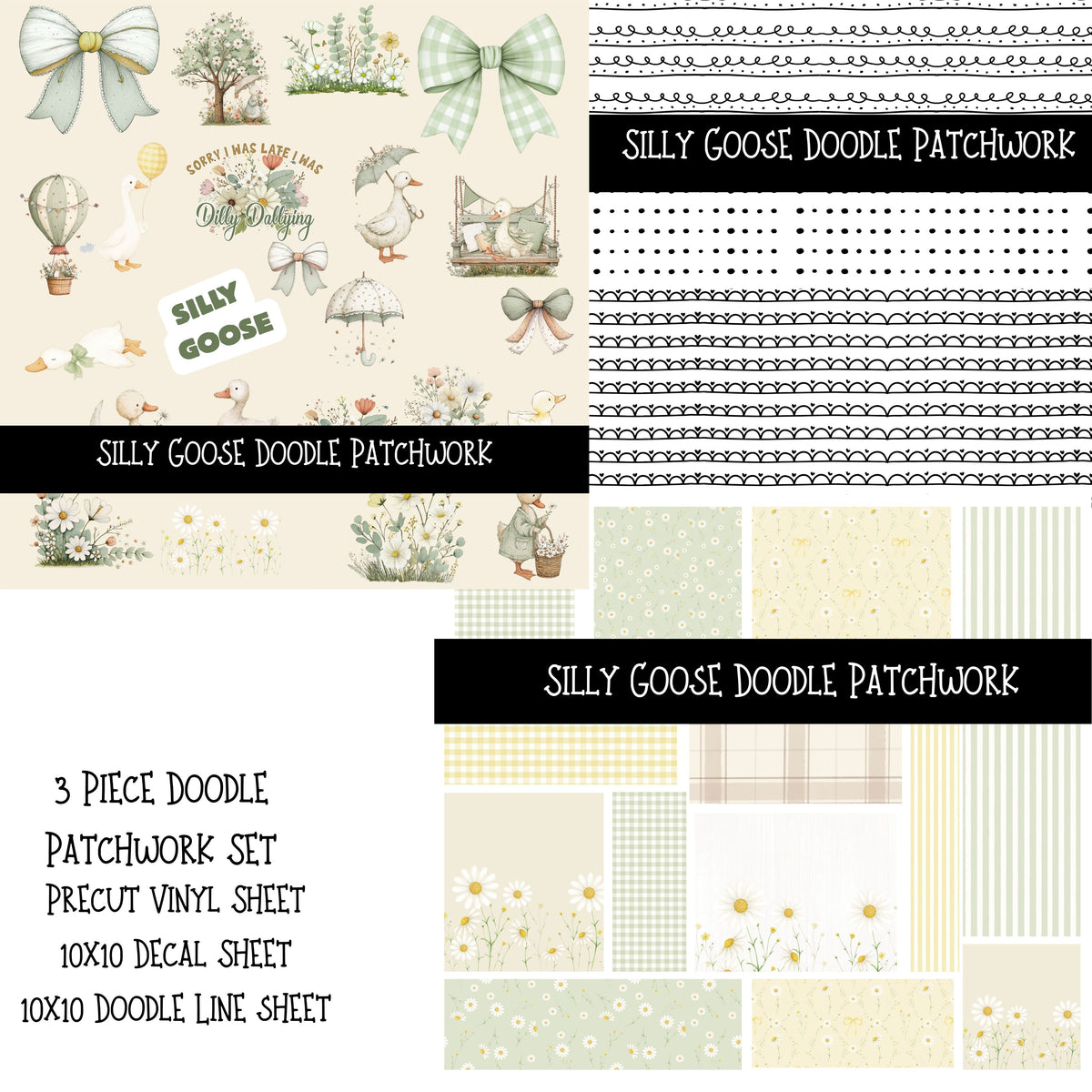Silly Goose Doodle Patchwork Set