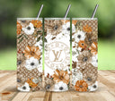 Designer  Floral Brown Vinyl tumbler wraps