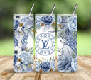 Designer  Floral Blue Vinyl tumbler wraps
