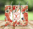 Designer  Floral Orange Vinyl tumbler wraps