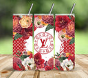 Designer Floral Red Vinyl tumbler wraps