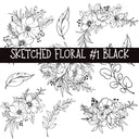 Sketched Floral #1 UV DTF Decal sheets 4 color options