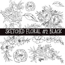 Sketched Floral #2 UV DTF Decal sheets 4 color options