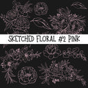 Sketched Floral #2 UV DTF Decal sheets 4 color options