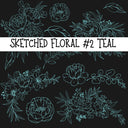 Sketched Floral #2 UV DTF Decal sheets 4 color options
