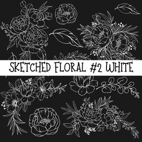 Sketched Floral #2 UV DTF Decal sheets 4 color options