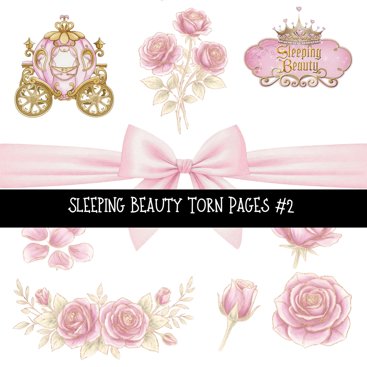 Sleeping Beauty Torn Pages UV DTF Decal sheets 3 designs available