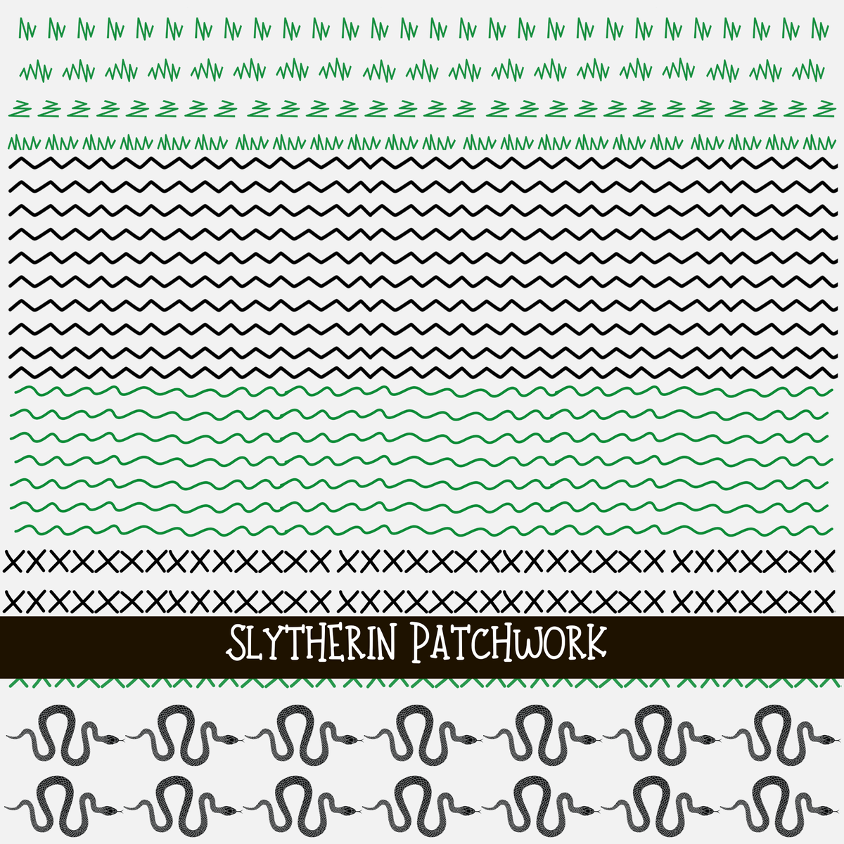 Slytherin Doodle Patchwork Set