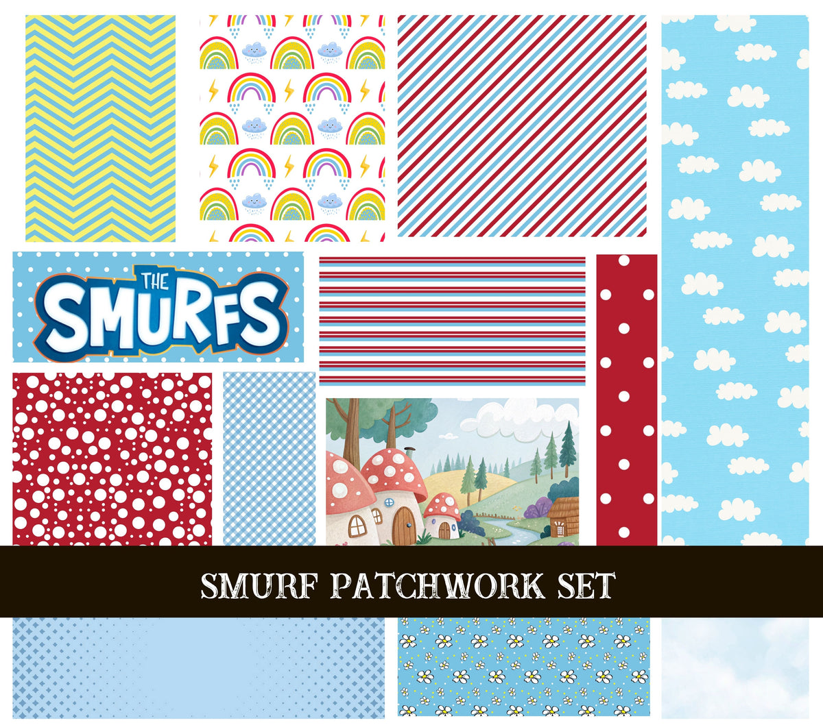 Smurf Doodle Patchwork Set
