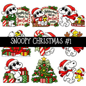 Snoopy Christmas Torn Pages UV DTF Decal sheets 4 Designs available