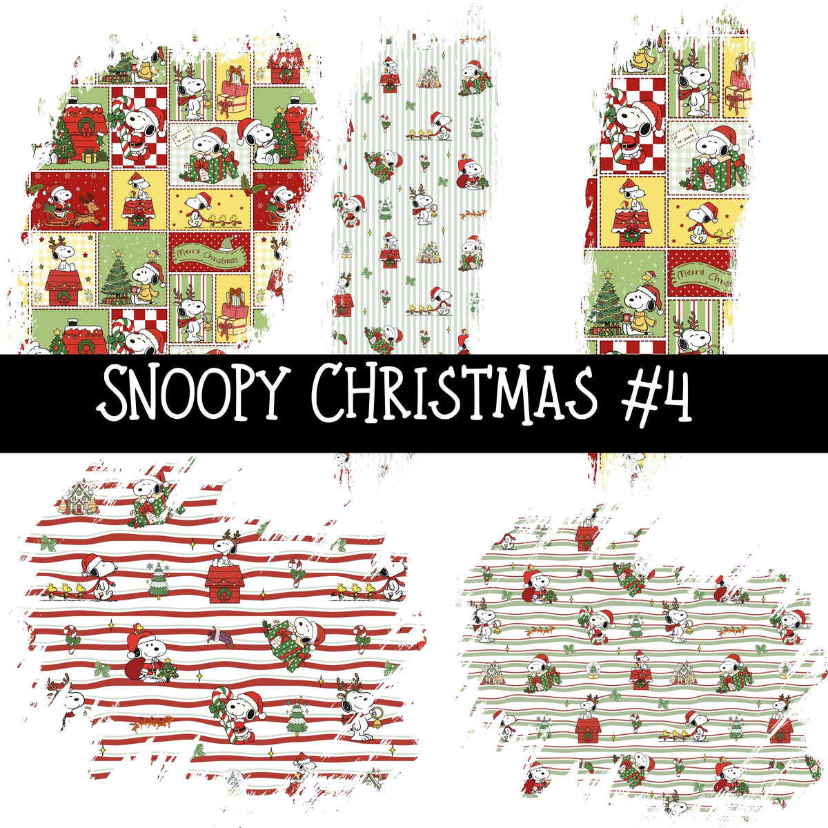 Snoopy Christmas Torn Pages UV DTF Decal sheets 4 Designs available