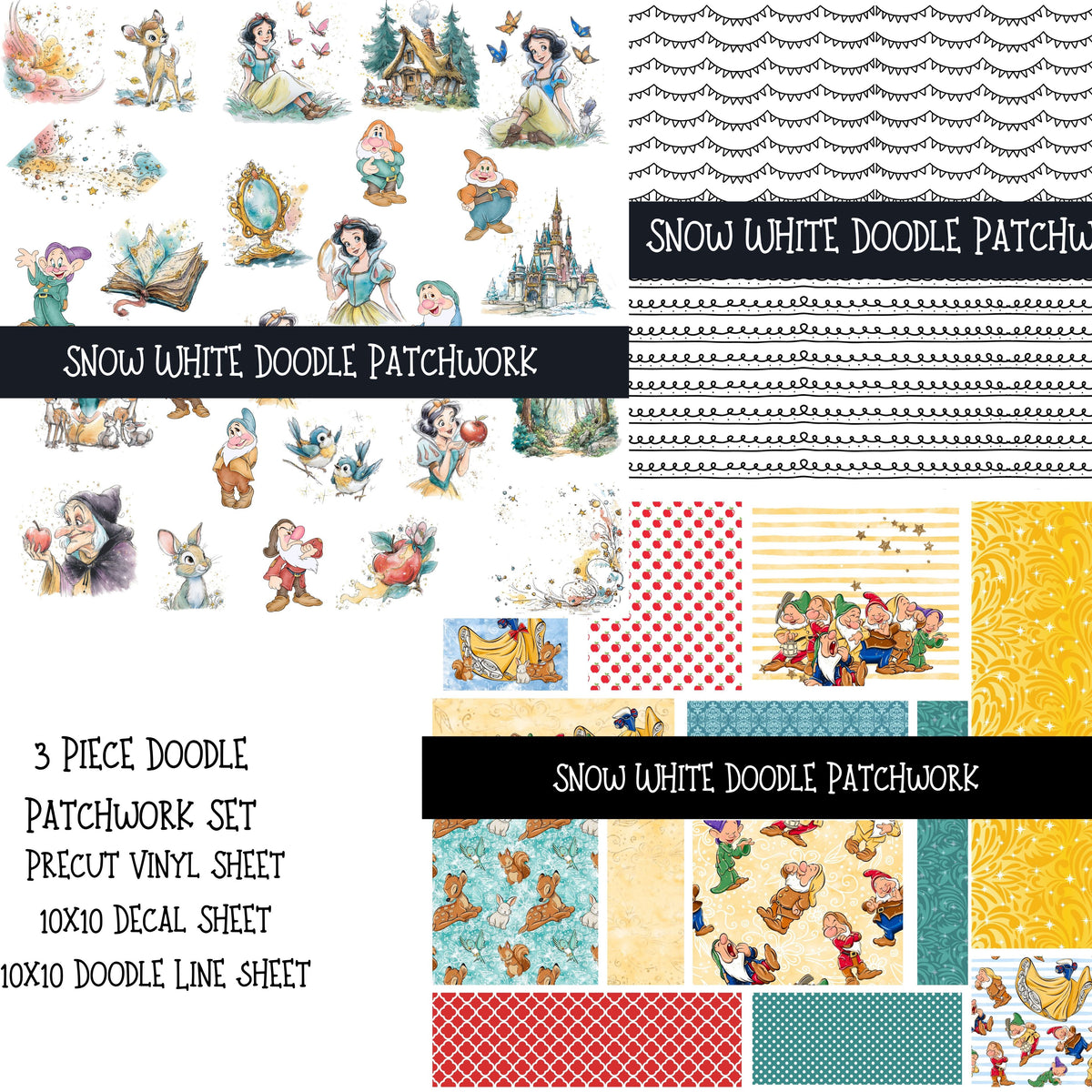 Snow White Doodle Patchwork Set