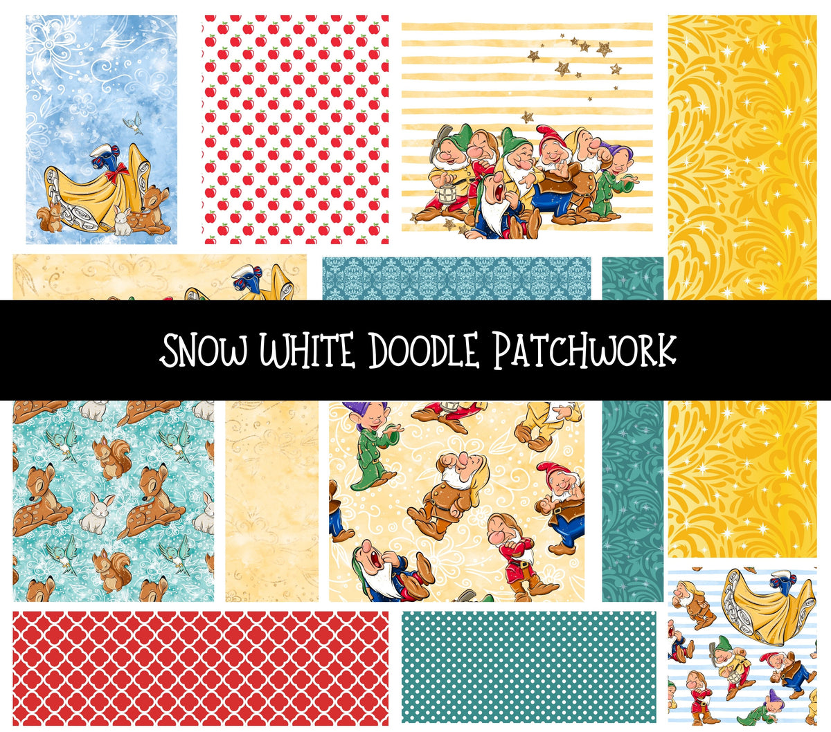 Snow White Doodle Patchwork Set