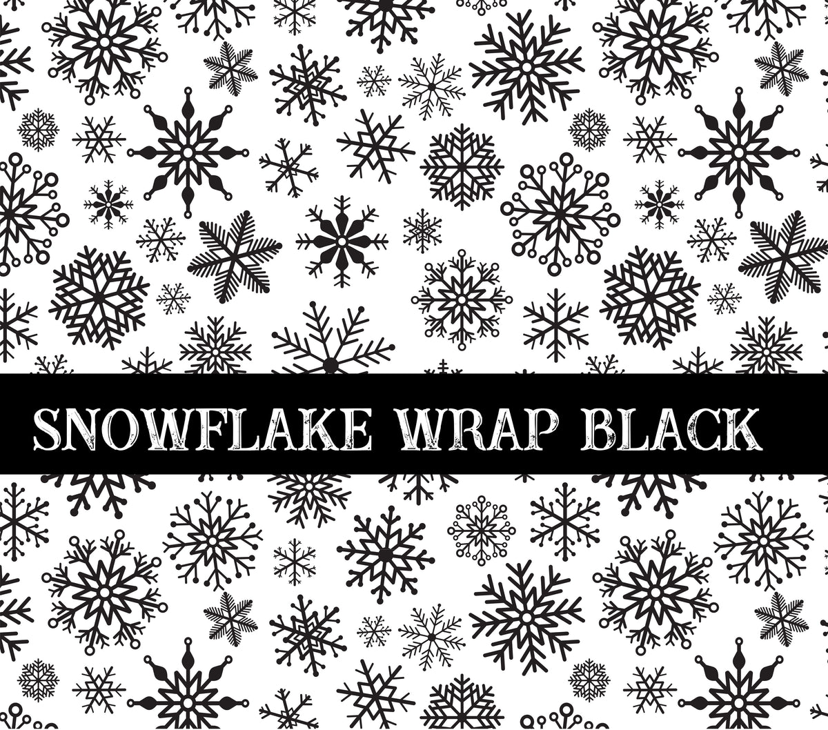 Snowflake black UV DTF  tumbler wraps