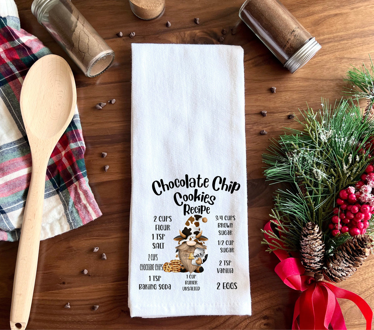 Chocolate chip cookie recipe DTF towel Transfer