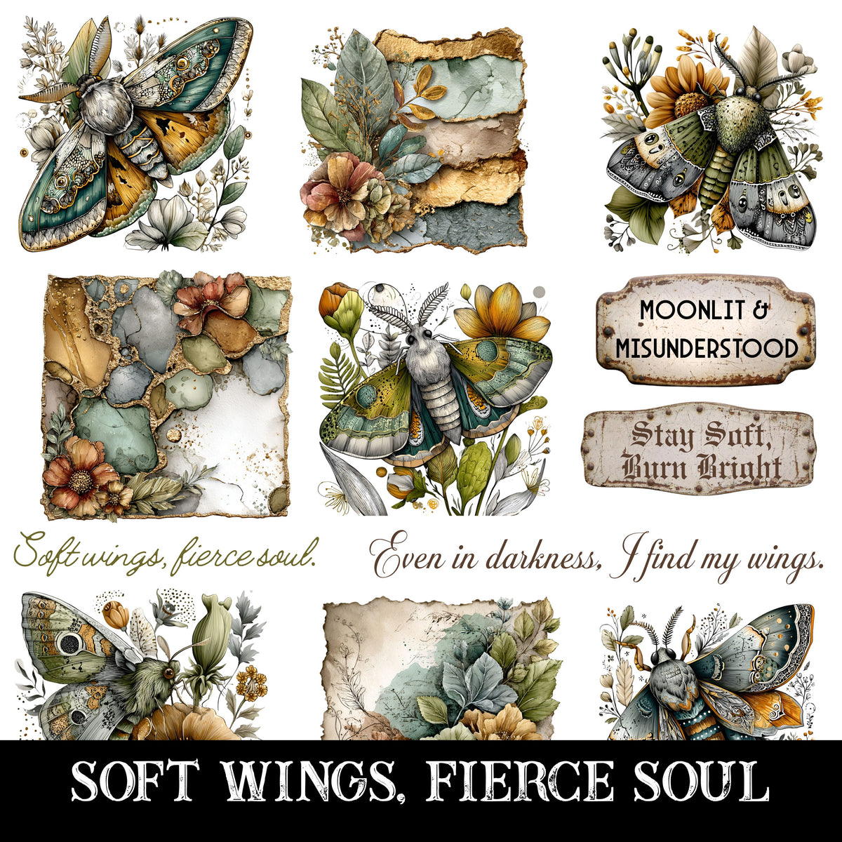 Soft wings, Fierce Soul UV DTF Decal Sheets