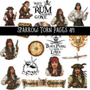 Sparrow Torn Pages UV DTF Decal sheets 5 Designs available