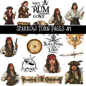 Sparrow Torn Pages UV DTF Decal sheets 5 Designs available