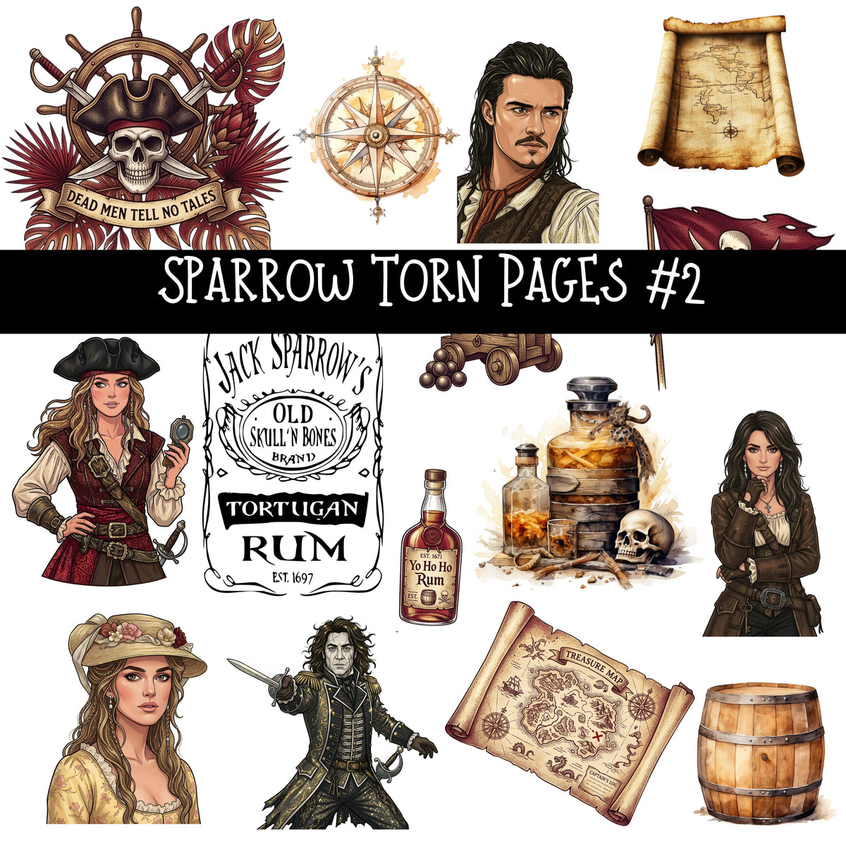 Sparrow Torn Pages UV DTF Decal sheets 5 Designs available