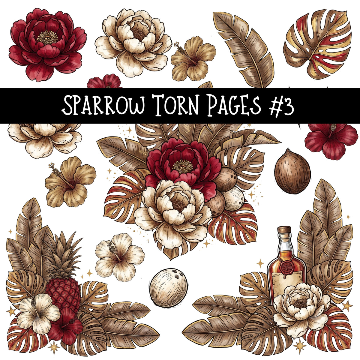 Sparrow Torn Pages UV DTF Decal sheets 5 Designs available