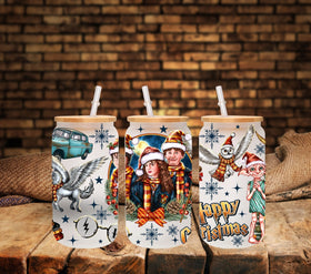 Happy Christmas uv dtf 16oz libbey wrap