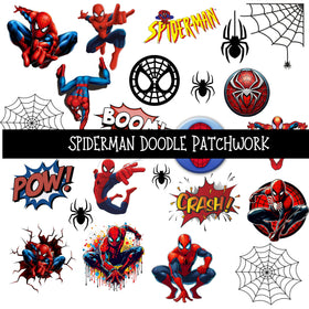 Spiderman UV DTF Doodle Patchwork Set