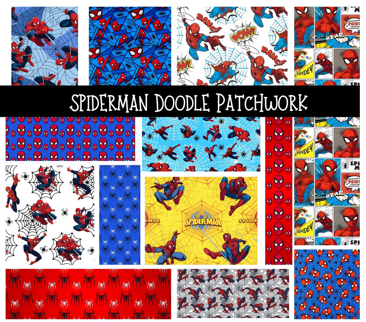 Spiderman UV DTF Doodle Patchwork Set