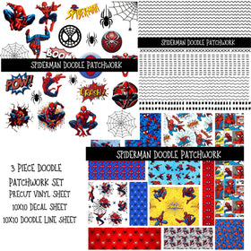 Spiderman UV DTF Doodle Patchwork Set
