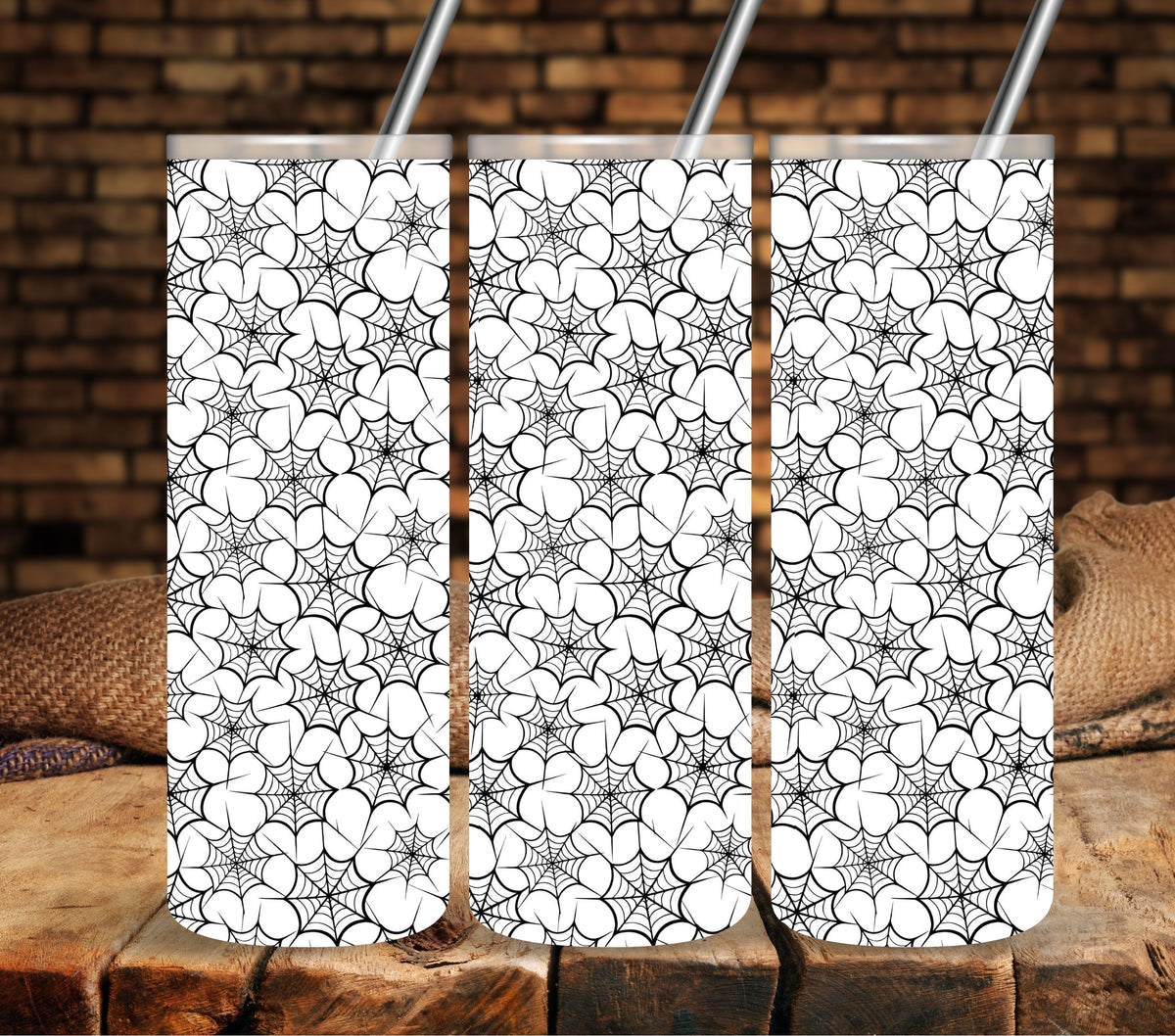 Spiderweb  #2 black UV DTF tumbler wraps
