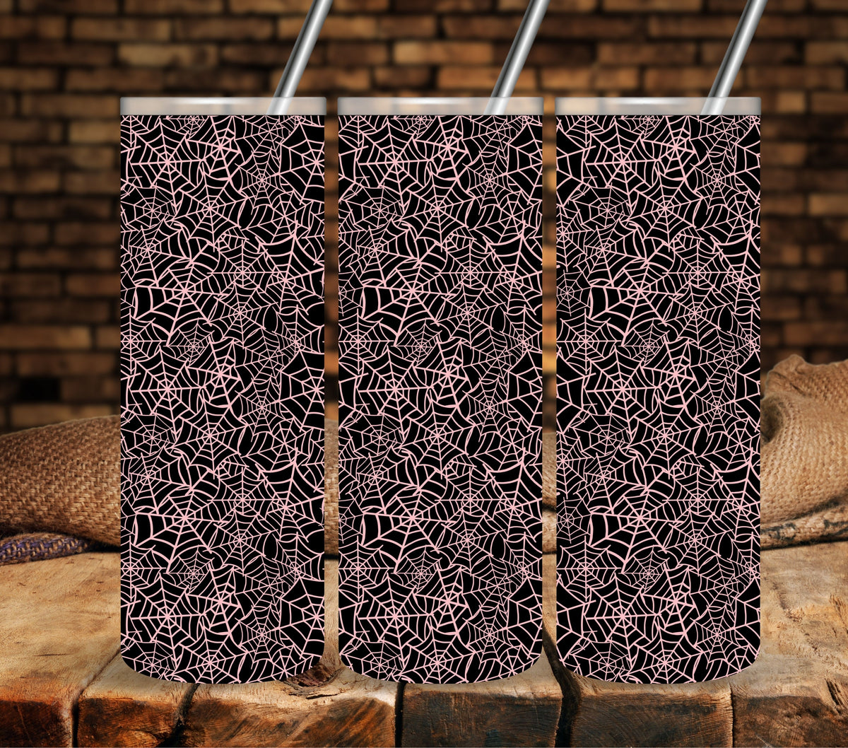 Spiderweb #1 pink  UV DTF tumbler wraps