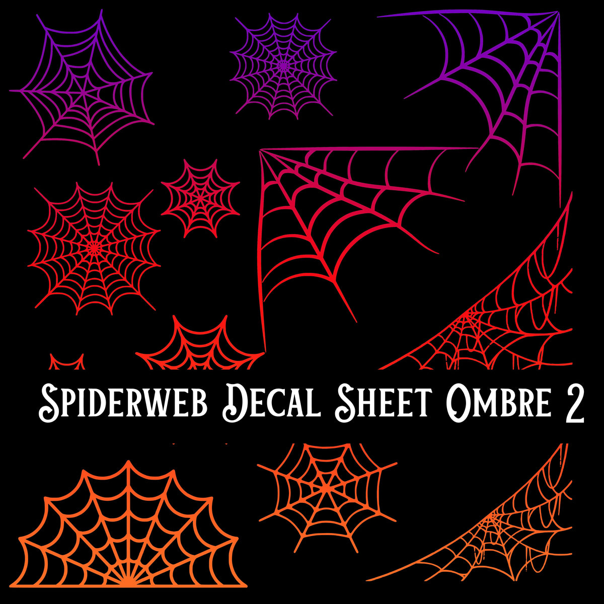 Spiderweb Decal sheets- 10 Color Options