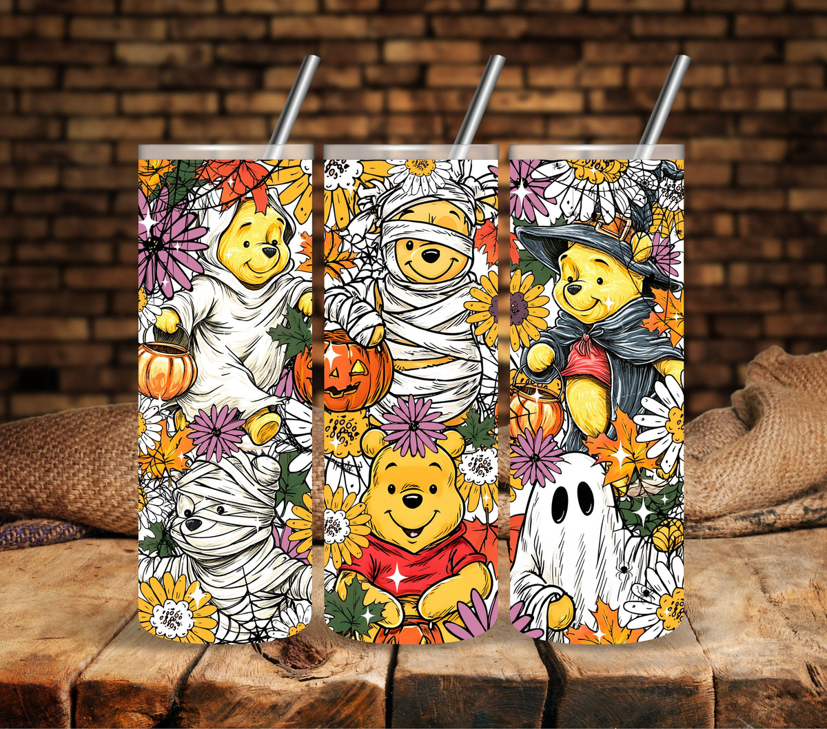 Spooky Pooh vinyl tumbler wraps