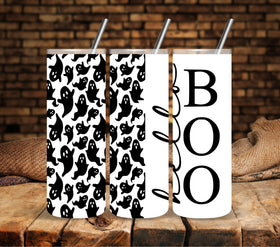 Hello Boo black UV DTF tumbler wraps