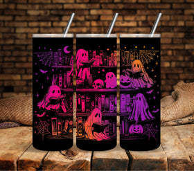 Spooky Library Neon UV DTF tumbler wraps